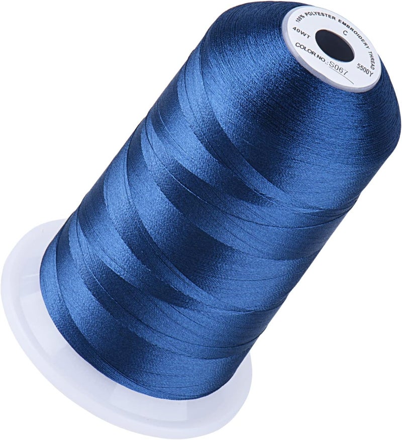 simthread 5500Yds Embroidery Thread, 5000M High-Yardage 40WT 100% Polyester Thread – 170+ Vivid Colors, High-Speed Rated – Compatible with Brother, Singer, Janome & More - Navy Blue S067 - Image 1